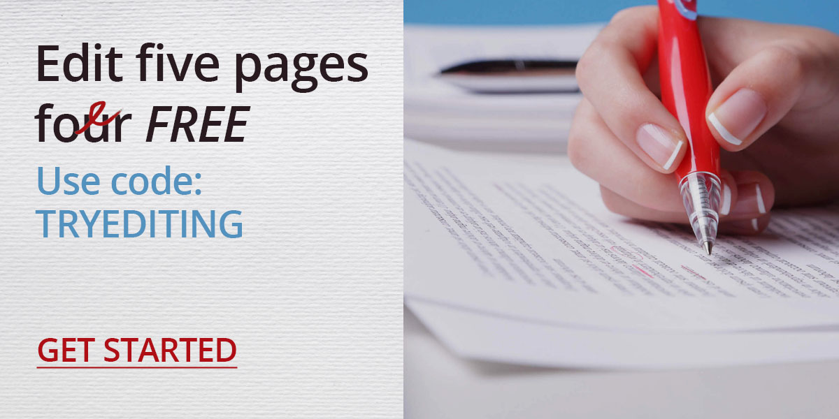 Edit five pages for free. Use code: TRYEDITING